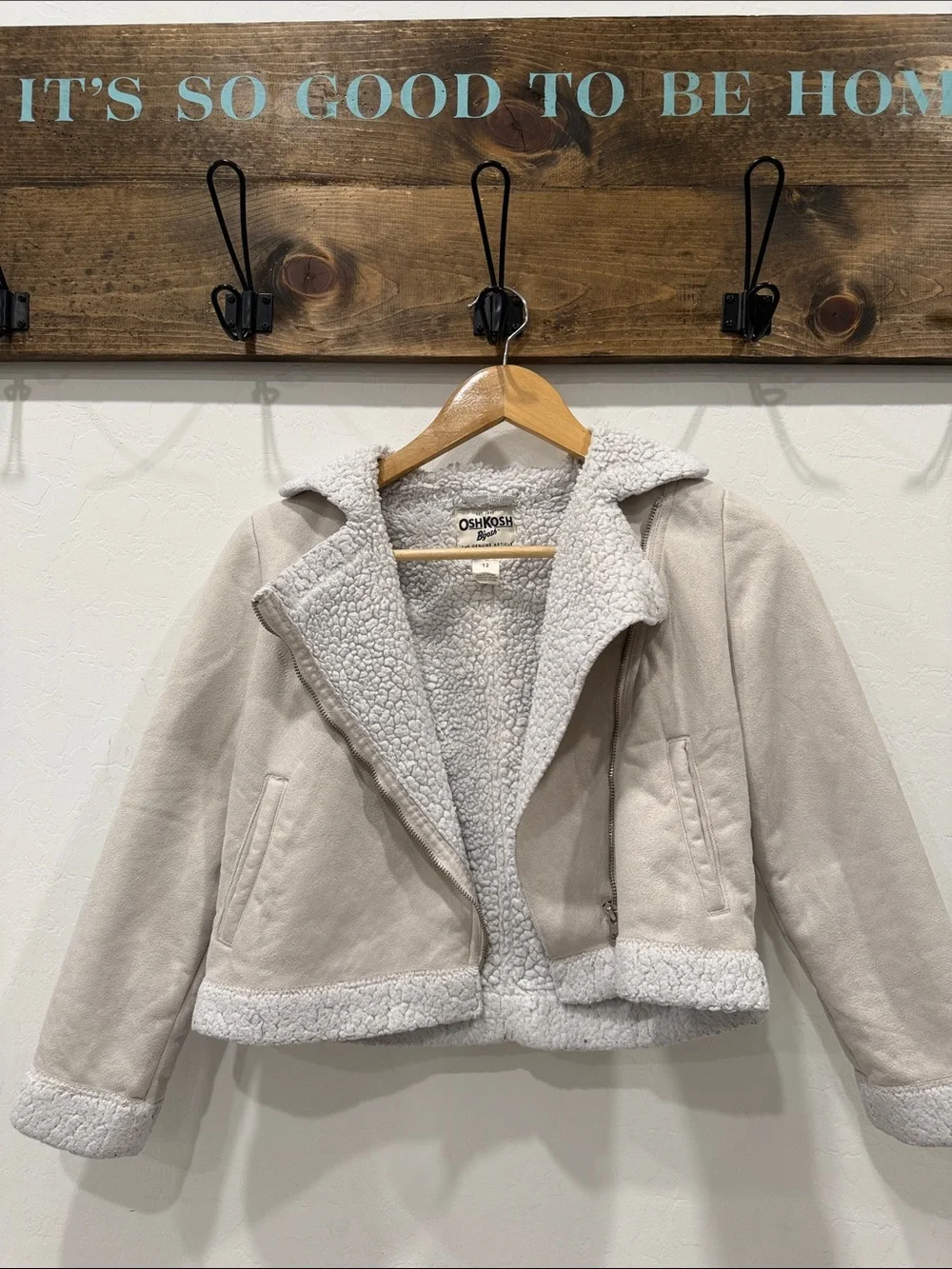 OshKosh B'gosh Cream Faux-Shearling Lined Puffer Jacket